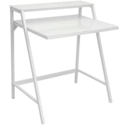 2-Tier Contemporary Desk In White By LumiSource - Madison Seating