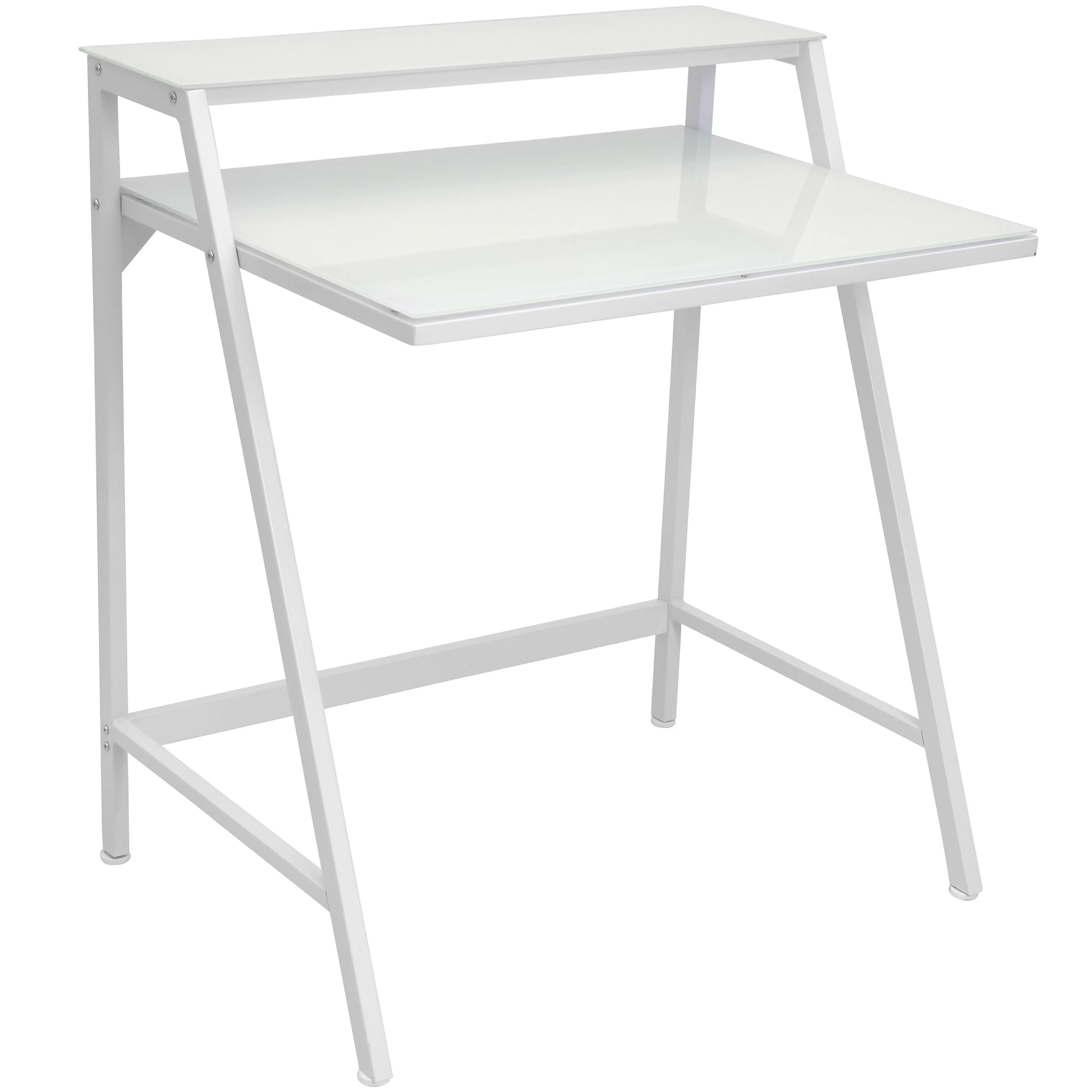 2-Tier Contemporary Desk In White By LumiSource - Madison Seating 2 2-Tier Contemporary Desk In White By LumiSource - Madison Seating