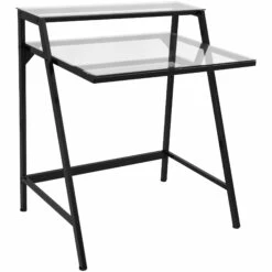 2 Tier Office Desk In Clear By LumiSource - Madison Seating