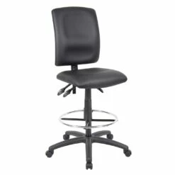 Armless Drafting Stool With Black CaressoftPlus Upholstery By Boss Office Products - Madison Seating