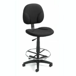 Armless Drafting Stool With Black Crepe Fabric Upholstery By Boss Office Products - Madison Seating