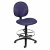 Armless Drafting Stool With Blue Crepe Fabric Upholstery By Boss Office Products - Madison Seating