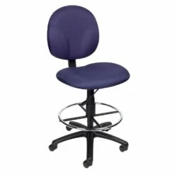 Armless Drafting Stool With Blue Crepe Fabric Upholstery By Boss Office Products - Madison Seating