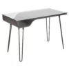 Avery Mid-Century Modern Desk In Dark Grey Wood, Clear Glass, And Black Metal By LumiSource - Madison Seating -furniture Shop Avery Mid Century Modern Desk in Dark Grey Wood Clear Glass and Black Metal by LumiSource