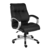 Back Double Plush Executive Office Chair With Black LeatherPlus Upholstery With Silver Finish By Boss Office Products - Madison Seating