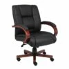 Back Executive Office Chair With Cherry Finish By Boss Office Products - Madison Seating