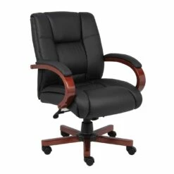 Back Executive Office Chair With Cherry Finish By Boss Office Products - Madison Seating