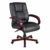 Back Executive Office Chair With Mahogany Finish By Boss Office Products - Madison Seating -furniture Shop Back Executive Office Chair with Mahogany Finish by Boss Office Products