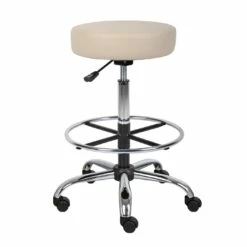 Backless Medical Drafting Stool With Beige Caressoft Upholstery By Boss Office Products - Madison Seating