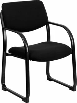 Black Fabric Executive Side Reception Chair With Sled Base - By Flash Furniture - Madison Seating