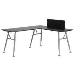 Black Laminate L-Shape Computer Desk With Silver Frame Finish - By Flash Furniture - Madison Seating