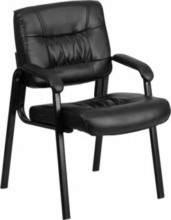 Black Leather Executive Side Reception Chair With Black Frame Finish - By Flash Furniture - Madison Seating