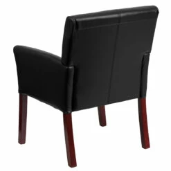 Black Leather Executive Side Reception Chair With Mahogany Legs - By Flash Furniture - Madison Seating -furniture Shop Black Leather Executive Side Reception Chair with Mahogany Legs by Flash Furniture 2
