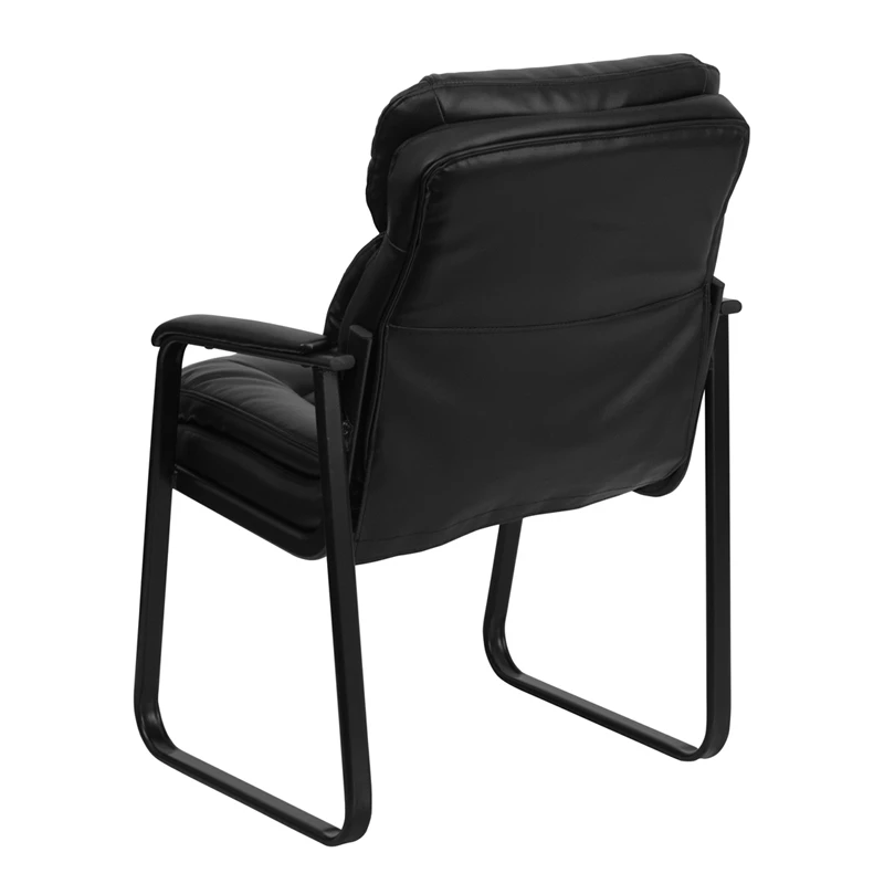 Black Leather Executive Side Reception Chair With Sled Base - By Flash Furniture - Madison Seating 5 Black Leather Executive Side Reception Chair With Sled Base - By Flash Furniture - Madison Seating - Image 3