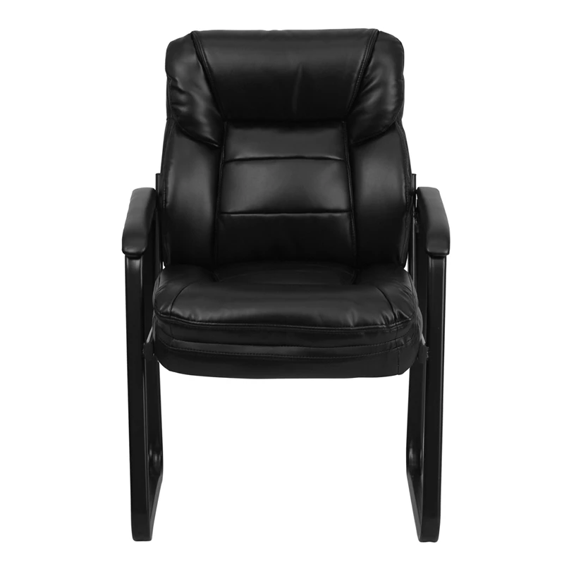 Black Leather Executive Side Reception Chair With Sled Base - By Flash Furniture - Madison Seating 6 Black Leather Executive Side Reception Chair With Sled Base - By Flash Furniture - Madison Seating - Image 4