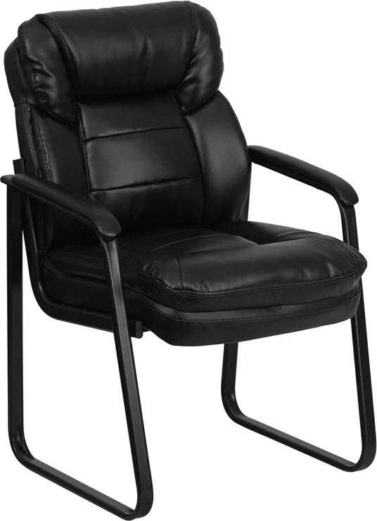 Black Leather Executive Side Reception Chair With Sled Base - By Flash Furniture - Madison Seating 3 Black Leather Executive Side Reception Chair With Sled Base - By Flash Furniture - Madison Seating