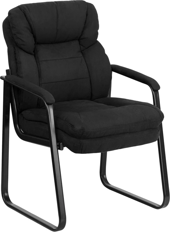 Black Microfiber Executive Side Reception Chair With Sled Base - By Flash Furniture - Madison Seating 3 Black Microfiber Executive Side Reception Chair With Sled Base - By Flash Furniture - Madison Seating