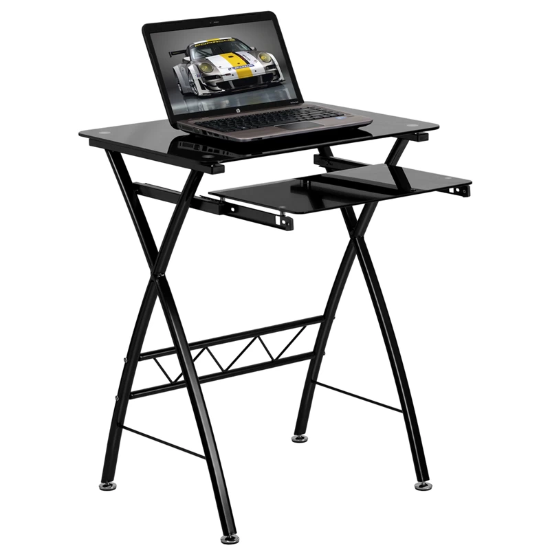 Black Tempered Glass Computer Desk With Pull-Out Keyboard Tray - By Flash Furniture - Madison Seating 3 Black Tempered Glass Computer Desk With Pull-Out Keyboard Tray - By Flash Furniture - Madison Seating