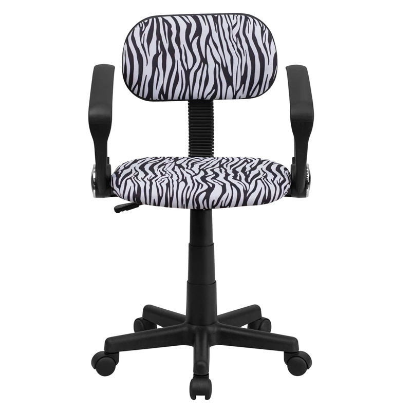 Black And White Zebra Print Swivel Task Chair With Arms - By Flash Furniture - Madison Seating 6 Black And White Zebra Print Swivel Task Chair With Arms - By Flash Furniture - Madison Seating - Image 4