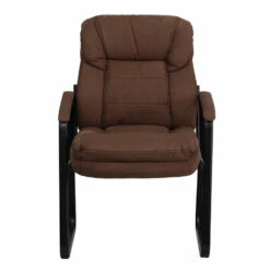 Brown Microfiber Executive Side Reception Chair With Sled Base - By Flash Furniture - Madison Seating -furniture Shop Brown Microfiber Executive Side Reception Chair with Sled Base by Flash Furniture 3