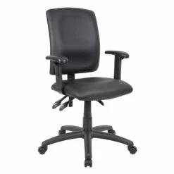 Budget Task Chair With Adjustable Arms With Black CaressoftPlus Upholstery By Boss Office Products - Madison Seating