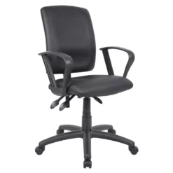 Budget Task Chair With Loop Arms With Black CaressoftPlus Upholstery By Boss Office Products - Madison Seating