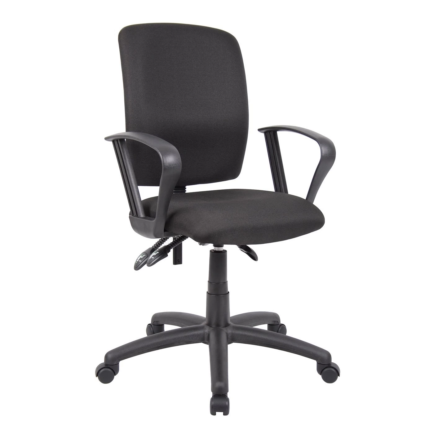 Budget Task Chair With Loop Arms With Black Crepe Fabric Upholstery By Boss Office Products - Madison Seating 3 Budget Task Chair With Loop Arms With Black Crepe Fabric Upholstery By Boss Office Products - Madison Seating