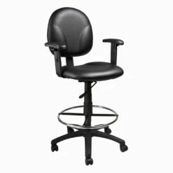 Caressoft Drafting Stool With Adjustable Arms By Boss Office Products - Madison Seating