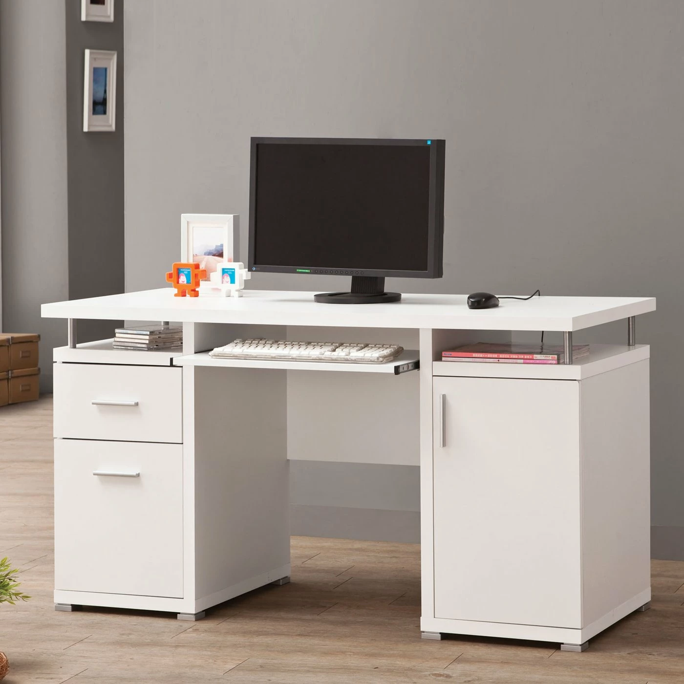 Computer Desk With White Finish By Coaster Fine Furniture - Madison Seating 4 Computer Desk With White Finish By Coaster Fine Furniture - Madison Seating - Image 2