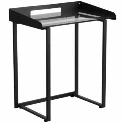 Contemporary Desk With Clear Tempered Glass And Black Frame - By Flash Furniture - Madison Seating