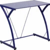 Contemporary Tempered Blue Glass Computer Desk With Matching Frame - By Flash Furniture - Madison Seating -furniture Shop Contemporary Tempered Blue Glass Computer Desk with Matching Frame by Flash Furniture