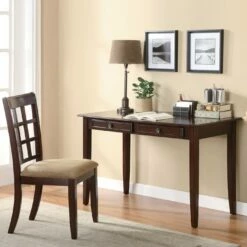 Desk Set With Brown Finish By Coaster Fine Furniture - Madison Seating