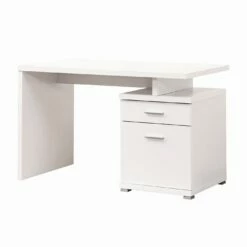 Desk With Cabinet With White Finish By Coaster Fine Furniture - Madison Seating