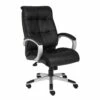 Double Plush Executive Office Chair With Black LeatherPlus Upholstery With Silver Finish By Boss Office Products - Madison Seating -furniture Shop Double Plush Executive Office Chair with Black LeatherPlus Upholstery with Silver Finish by Boss Office Products
