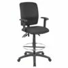 Drafting Stool With Adjustable Arms With Black Crepe Fabric Upholstery By Boss Office Products - Madison Seating -furniture Shop Drafting Stool with Adjustable Arms with Black Crepe Fabric Upholstery by Boss Office Products