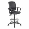 Drafting Stool With Loop Arms With Black CaressoftPlus Upholstery By Boss Office Products - Madison Seating -furniture Shop Drafting Stool with Loop Arms with Black CaressoftPlus Upholstery by Boss Office Products