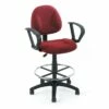 Drafting Stool With Loop Arms With Burgundy Crepe Fabric Upholstery By Boss Office Products - Madison Seating -furniture Shop Drafting Stool with Loop Arms with Burgundy Crepe Fabric Upholstery by Boss Office Products