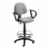 Drafting Stool With Loop Arms With Gray Crepe Fabric Upholstery By Boss Office Products - Madison Seating
