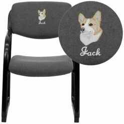 Embroidered Gray Fabric Executive Side Reception Chair With Sled Base - By Flash Furniture - Madison Seating