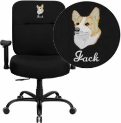 Embroidered HERCULES Series Big & Tall 400 Lb. Rated Black Fabric Executive Swivel Chair With Adjustable Arms - By Flash Furniture - Madison Seating