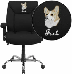 Embroidered HERCULES Series Big & Tall 400 Lb. Rated Black Fabric Swivel Task Chair With Adjustable Arms - By Flash Furniture - Madison Seating