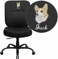 Embroidered HERCULES Series Big & Tall 400 Lb. Rated Black Leather Executive Swivel Chair - By Flash Furniture - Madison Seating