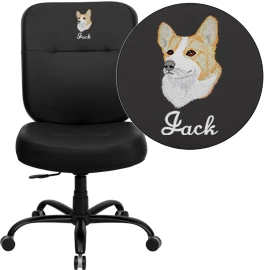 Embroidered HERCULES Series Big & Tall 400 Lb. Rated Black Leather Executive Swivel Chair - By Flash Furniture - Madison Seating 3 Embroidered HERCULES Series Big & Tall 400 Lb. Rated Black Leather Executive Swivel Chair - By Flash Furniture - Madison Seating