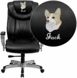 Embroidered HERCULES Series Big & Tall 400 Lb. Rated Black Leather Executive Swivel Chair With Adjustable Arms - By Flash Furniture - Madison Seating