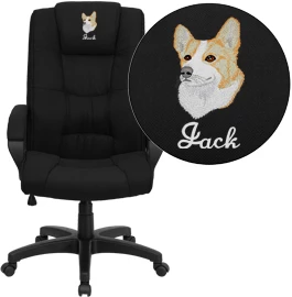 Embroidered High Back Black Fabric Executive Swivel Chair With Arms - By Flash Furniture - Madison Seating 3 Embroidered High Back Black Fabric Executive Swivel Chair With Arms - By Flash Furniture - Madison Seating