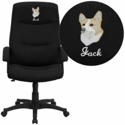 Embroidered High Back Black Fabric Executive Swivel Chair With Arms - By Flash Furniture - Madison Seating