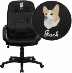 Embroidered High Back Black Glove Vinyl Executive Swivel Chair With Arms - By Flash Furniture - Madison Seating