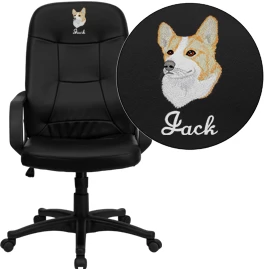 Embroidered High Back Black Glove Vinyl Executive Swivel Chair With Arms - By Flash Furniture - Madison Seating 3 Embroidered High Back Black Glove Vinyl Executive Swivel Chair With Arms - By Flash Furniture - Madison Seating