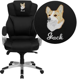 Embroidered High Back Black Leather Contemporary Executive Swivel Chair - By Flash Furniture - Madison Seating 3 Embroidered High Back Black Leather Contemporary Executive Swivel Chair - By Flash Furniture - Madison Seating