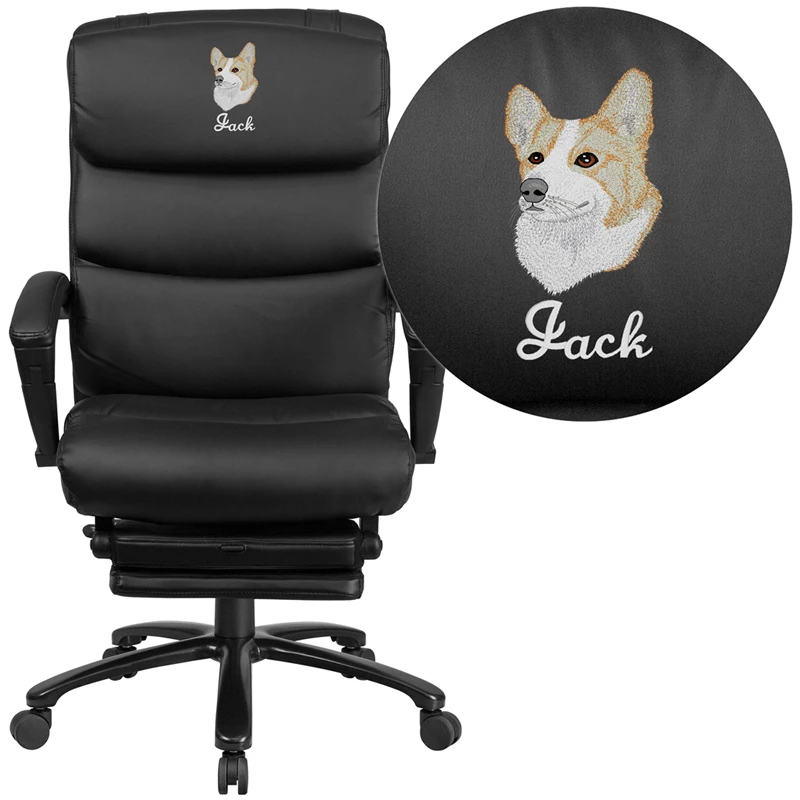 Embroidered High Back Black Leather Executive Reclining Swivel Chair With Comfort Coil Seat Springs And Arms - By Flash Furniture - Madison Seating 3 Embroidered High Back Black Leather Executive Reclining Swivel Chair With Comfort Coil Seat Springs And Arms - By Flash Furniture - Madison Seating